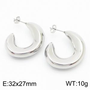 Women Stainless Steel Bamboo Circle Earrings - KE110531-KFC
