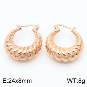 European  wind vacuum plating rose gold twist crescent stainless steel lady earrings - KE110826-KFC