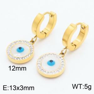 13x3mm Eyes Charm Earrings For Women Stainless Steel Earrings Gold Color - KE110895-HM