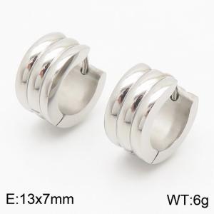 INS Wind Geometry new titanium steel earrings Steel color stainless steel triple circle earrings - KE111294-K