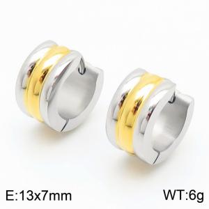 INS Wind geometry new titanium steel earrings between  gold stainless steel three layer circle earrings - KE111296-K