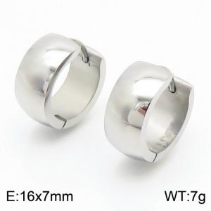 Hip hop simple titanium steel earrings  men's street fashion 7mm round ear buckle couple accessories - KE111297-K