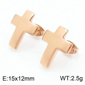 Minimalist design of stainless steel cross earrings for men and women - KE111406-KFC