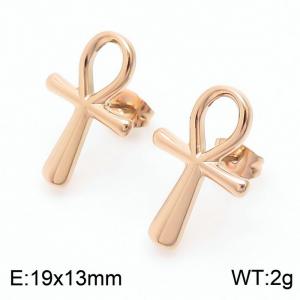 Creative Versatile Stainless Steel Egyptian Cross Women's Earrings - KE111409-KFC