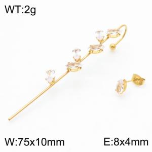 Zircon Ear Hanger Stainless Steel Gold Puncture Ear Needle Ear Studs - KE111716-NT