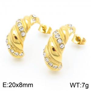 European and American fashionable stainless steel geometric diamond studded women's temperament gold earrings - KE112300-KFC