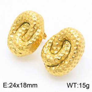 New Arrival Waterproof 18k Gold Plated Stainless Steel Chunky Spiral Earrings Wholesale Jewelry - KE112399-WGJD