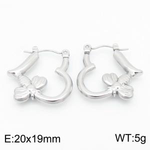 Silver Color Bee  Heart Shape Stainless Steel Dangle Earrings for Women - KE112409-KFC