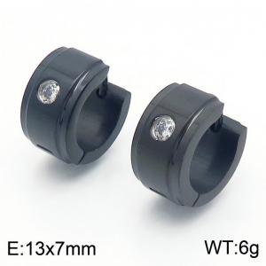 Personalized black diamond studded titanium steel earrings - KE112494-XY
