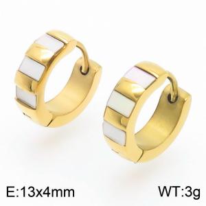Minimalist temperament, gold inlaid white stone stainless steel earrings - KE112721-YN