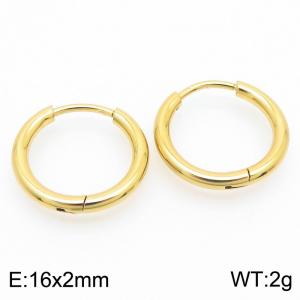 Round plain ring 16 * 2mm gold stainless steel ear buckle - KE112840-YN