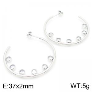 Stainless Steel Stone&Crystal Earring - KE113288-HM