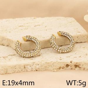 European and American trendsetters' innovative stainless steel studded diamond ear clip - KE113402-WGJD