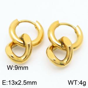 Men's and women's Cuban chain stainless steel earrings - KE113561-ZZ