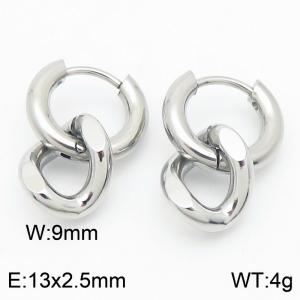 Men's and women's Cuban chain stainless steel earrings - KE113562-ZZ