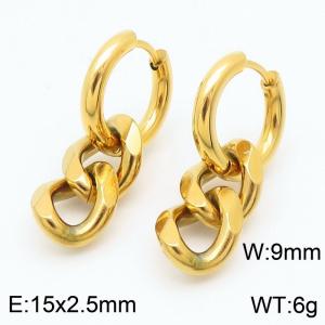 Men's and women's Cuban chain stainless steel earrings - KE113576-ZZ