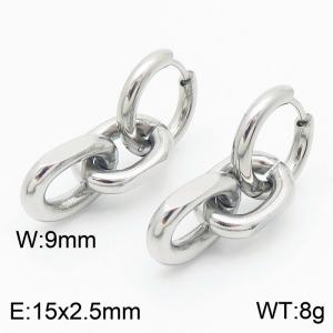 Male and female O-chain stainless steel earrings - KE113583-ZZ