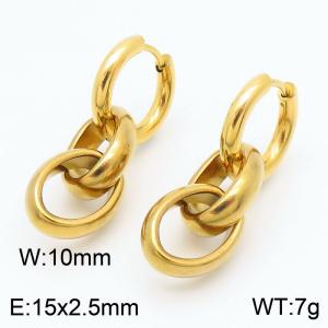 Male and female O-chain stainless steel earrings - KE113584-ZZ