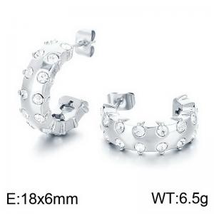 Stainless Steel Stone&Crystal Earring - KE113614-HM
