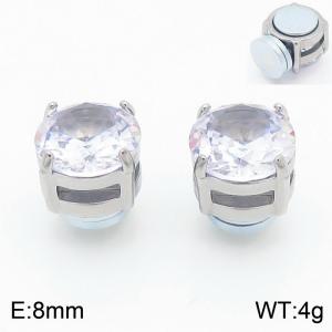 Zircon stainless steel male and female earrings without ear holes - KE113957-WGLN