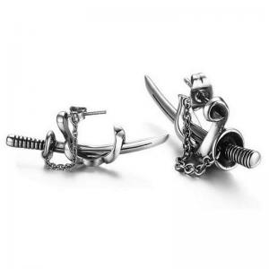 Stainless steel cross sword men's earrings - KE113960-WGLN