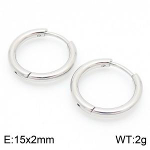 Stainless Steel Round Geometric Earrings Silver Color - KE113995-KFC