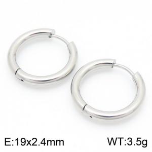 Stainless Steel Round Geometric Earrings Silver Color - KE113999-KFC