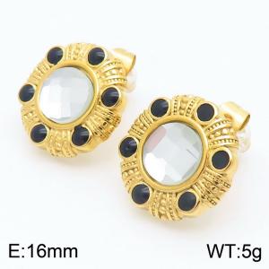 Women Gold-Plated Classical Stainless Steel&Zircon Earrings - KE114110-KFC