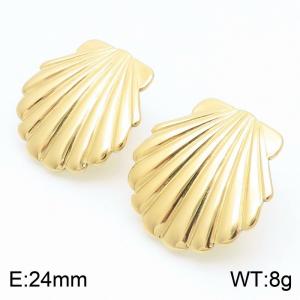 Women Gold-Plated Stainless Steel Shells Earrings - KE114116-KFC