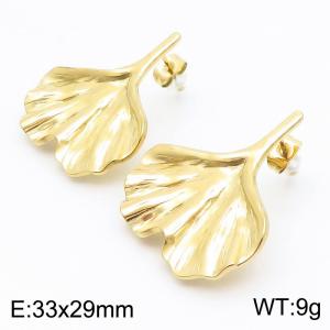 Women Gold-Plated Stainless Steel Leaves Earrings - KE114121-KFC