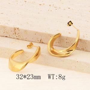Fashion Jewelry 18K Gold Plated Stainless Steel Geometric Irregular C Shaped Stud Earrings For Ladies - KE114283-YX