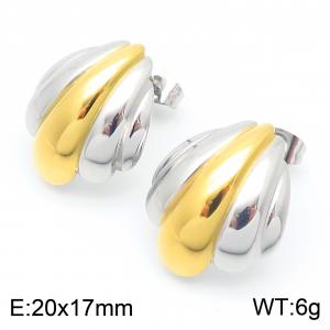 20X17MM Stainless steel earrings, women's shell shaped gold and silver colored jewelry - KE114286-KFC