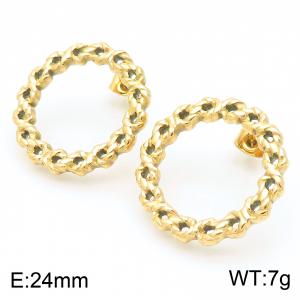 Stainless steel earrings female Fried Dough Twists ring gold color earrings party jewelry - KE114289-KFC