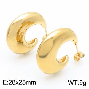 Stainless steel earrings, women's half moon shaped gold colored earrings, party jewelry - KE114292-KFC