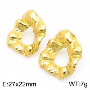 Stainless steel earrings, women's irregular circular gold colored earrings, party jewelry - KE114293-KFC