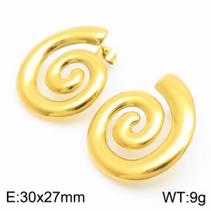 Stainless steel earrings, women's dizzy shape, gold colored earrings, party jewelry - KE114294-KFC