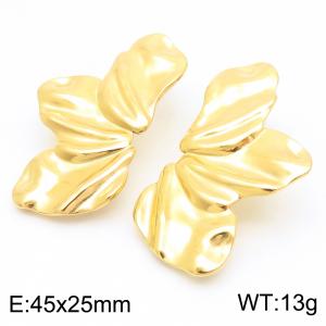 Stainless steel earrings, women's leaf pattern earrings, party gold colored jewelry - KE114305-KFC