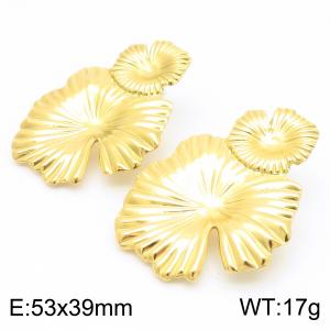 Stainless steel earrings, women's lotus leaf mother and child combination earrings, party gold colored jewelry - KE114307-KFC