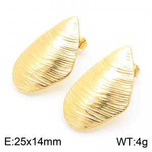Stainless steel earrings, women's irregular square patterned earrings, party gold colored jewelry - KE114311-KFC