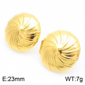 Stainless Steel Earrings, Women's Round Pattern Earrings, Party Gold Colored Jewelry - KE114316-KFC