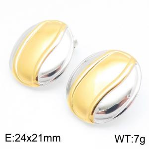 European and American fashion personality stainless steel exaggerated elliptical geometric temperament versatile gold&silver  earrings - KE114490-KFC