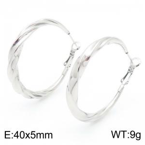 European and American fashionable and personalized stainless steel geometric ring temperament versatile silver earrings - KE114501-KFC