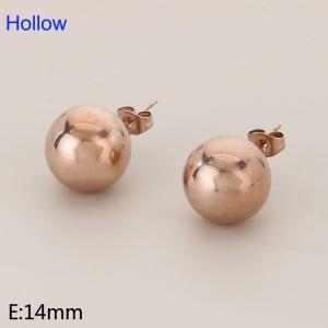Stainless steel rose gold hollow ball earrings - KE114614-Z
