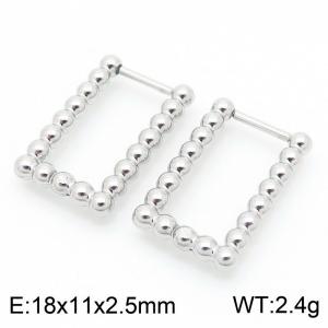 Women Stainless Steel Beaded Rectangle Clip-on Earrings - KE117424-GC