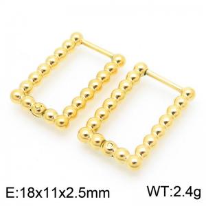Women Gold-Plated Stainless Steel Beaded Rectangle Clip-on Earrings - KE117425-GC