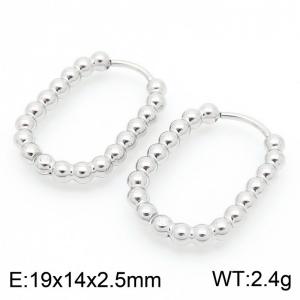 Women Stainless Steel Beaded Oval Clip-on Earrings - KE117426-GC