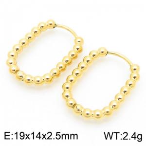 Women Gold-Plated Stainless Steel Beaded Oval Clip-on Earrings - KE117427-GC