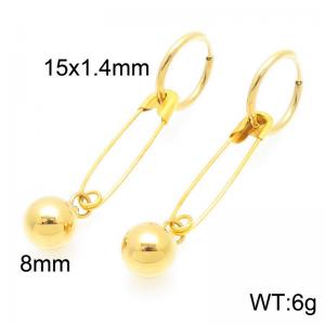 Simple and stylish pin hanging bead stainless steel earrings - KE118969-Z