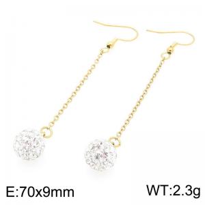Simple and stylish stainless steel ear hook paired with diamond ball pendant - KE119024-Z