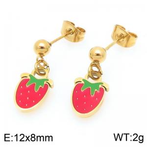 Boho Strawberry Earrings for Women Gold Color Stainless Steel Jewelry - KE119427-Z